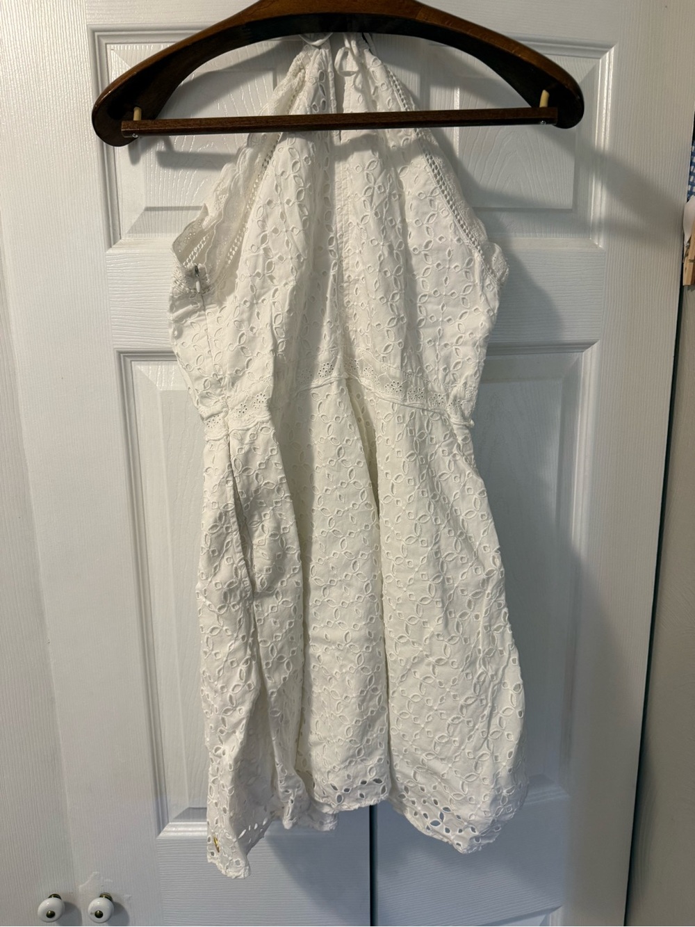 Superdry White Eyelet Halter Mini Dress